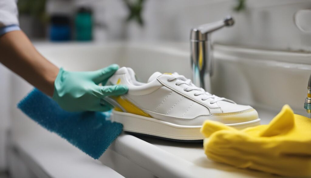 czyszczenie żółtych plam na białych butach