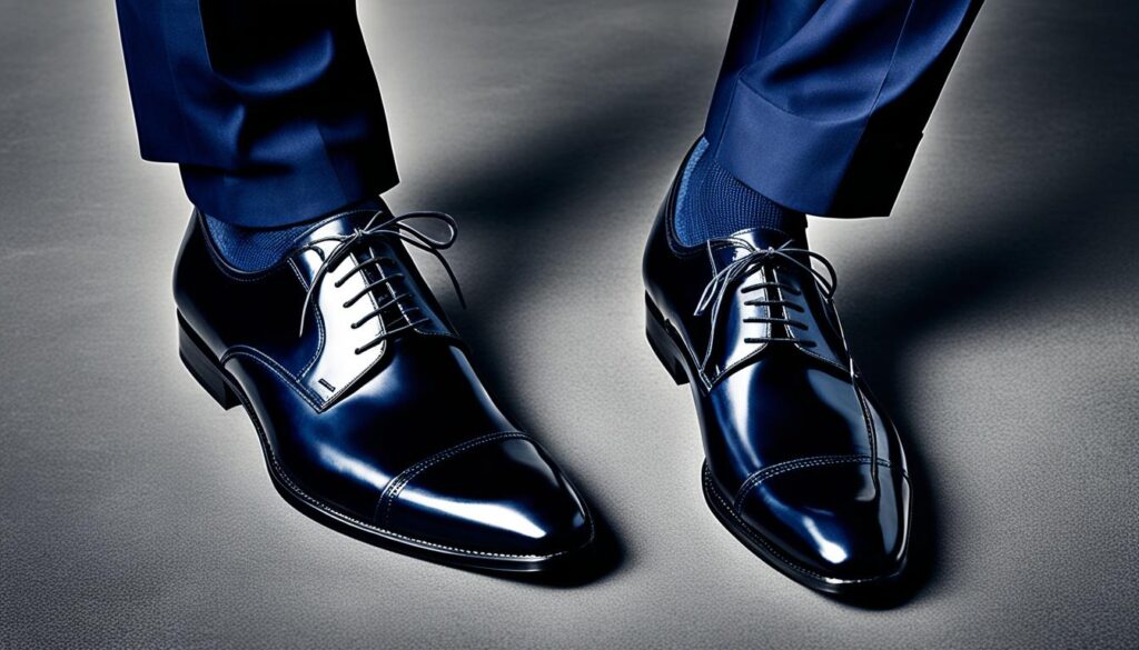 buty do granatowego garnituru na wesele