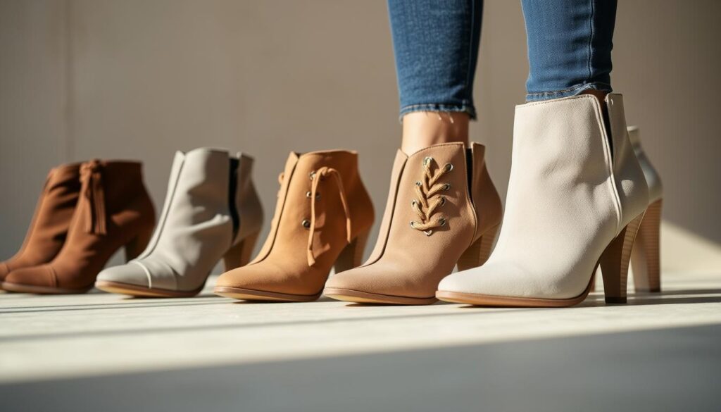 A close-up view of several pairs of stylish Jeffrey Campbell shoes against a neutral background. The shoes are displayed neatly, showcasing their unique designs and high-quality craftsmanship. Soft, natural lighting accentuates the textures of the leather, suede, and other materials used. The angle emphasizes the intricate details and innovative silhouettes that make these shoes stand out. The overall mood is one of fashion, elegance, and consumer appeal, reflecting the brand's reputation and the consumer opinions being illustrated. A close-up view of several pairs of stylish Jeffrey Campbell shoes against a neutral background. The shoes are displayed neatly, showcasing their unique designs and high-quality craftsmanship. Soft, natural lighting accentuates the textures of the leather, suede, and other materials used. The angle emphasizes the intricate details and innovative silhouettes that make these shoes stand out. The overall mood is one of fashion, elegance, and consumer appeal, reflecting the brand's reputation and the consumer opinions being illustrated.