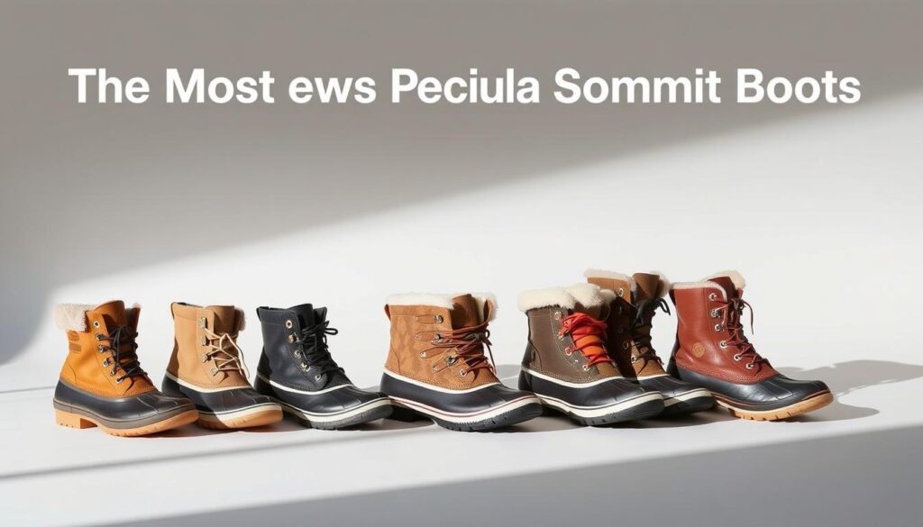 A group of the most popular Sorel snow boots, neatly displayed against a clean, minimalist background. The boots are sharply focused, with their distinctive treads, lace-up closures, and rugged yet stylish silhouettes prominently featured. The lighting is natural and diffused, subtly highlighting the high-quality materials and craftsmanship. The overall composition is balanced and visually appealing, drawing the viewer's attention to the diverse range of Sorel's winter footwear options. A group of the most popular Sorel snow boots, neatly displayed against a clean, minimalist background. The boots are sharply focused, with their distinctive treads, lace-up closures, and rugged yet stylish silhouettes prominently featured. The lighting is natural and diffused, subtly highlighting the high-quality materials and craftsmanship. The overall composition is balanced and visually appealing, drawing the viewer's attention to the diverse range of Sorel's winter footwear options.