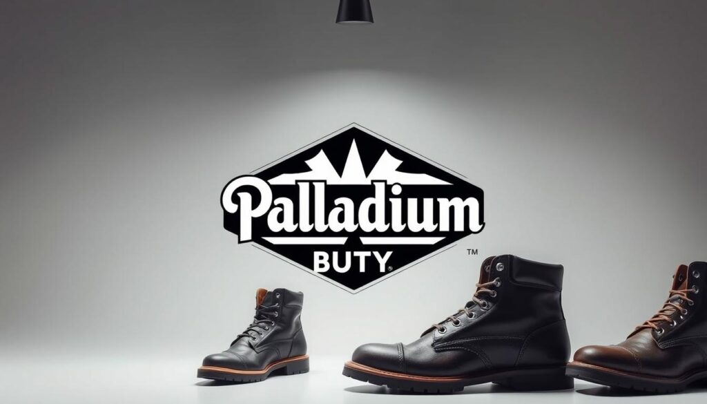 A high-quality, detailed image of the Palladium buty brand logo and product, showcased in a sleek, modern studio setting. The logo is prominently displayed in the center, surrounded by a clean, minimalist arrangement of Palladium's signature boots, rendered with meticulous attention to texture, material, and craftsmanship. The background is a soft, neutral tone, allowing the brand's visual identity to be the primary focus. Subtle lighting from above casts a gentle, directional illumination, highlighting the product's design elements and creating a sense of depth and dimension. The overall composition conveys a sense of professionalism, quality, and the brand's commitment to heritage and style. A high-quality, detailed image of the Palladium buty brand logo and product, showcased in a sleek, modern studio setting. The logo is prominently displayed in the center, surrounded by a clean, minimalist arrangement of Palladium's signature boots, rendered with meticulous attention to texture, material, and craftsmanship. The background is a soft, neutral tone, allowing the brand's visual identity to be the primary focus. Subtle lighting from above casts a gentle, directional illumination, highlighting the product's design elements and creating a sense of depth and dimension. The overall composition conveys a sense of professionalism, quality, and the brand's commitment to heritage and style.