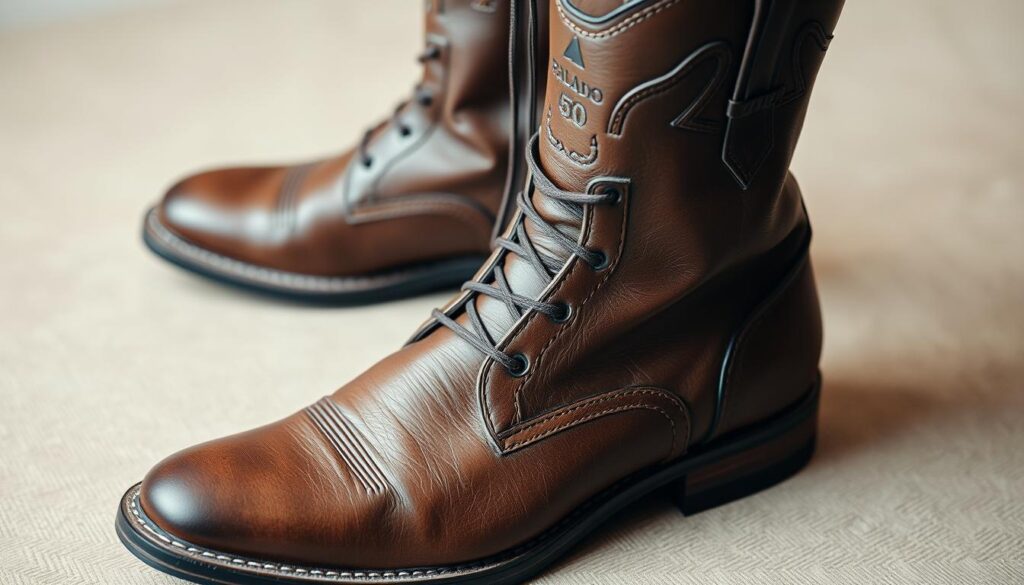 A high-resolution close-up shot of a pair of Palado leather boots, showcasing their intricate craftsmanship and premium materials. The boots are positioned on a neutral background, allowing the viewer to focus on the exquisite detailing, such as the stitching, lacing, and the brand's distinctive logo. The lighting is soft and diffused, creating a warm, inviting atmosphere that highlights the boots' luxurious texture and sheen. The composition is balanced, with the boots taking up a significant portion of the frame, allowing the viewer to appreciate the quality and attention to detail that defines the Palado brand. A high-resolution close-up shot of a pair of Palado leather boots, showcasing their intricate craftsmanship and premium materials. The boots are positioned on a neutral background, allowing the viewer to focus on the exquisite detailing, such as the stitching, lacing, and the brand's distinctive logo. The lighting is soft and diffused, creating a warm, inviting atmosphere that highlights the boots' luxurious texture and sheen. The composition is balanced, with the boots taking up a significant portion of the frame, allowing the viewer to appreciate the quality and attention to detail that defines the Palado brand.