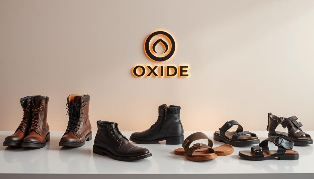 A neatly arranged display of high-quality Oxide products, showcasing the brand's expertise in crafting stylish and durable footwear. The foreground features a selection of Oxide boots, shoes, and sandals, each with a distinct design and color palette, meticulously presented on a clean, well-lit surface. The middle ground showcases the brand's logo and name, highlighted with a soft, warm lighting that creates a sense of sophistication and quality. The background is a minimalist, neutral-toned setting, allowing the products to take center stage and emphasize their visual appeal. The overall composition exudes a premium, elegant atmosphere, reflecting the brand's commitment to excellence and attention to detail. A neatly arranged display of high-quality Oxide products, showcasing the brand's expertise in crafting stylish and durable footwear. The foreground features a selection of Oxide boots, shoes, and sandals, each with a distinct design and color palette, meticulously presented on a clean, well-lit surface. The middle ground showcases the brand's logo and name, highlighted with a soft, warm lighting that creates a sense of sophistication and quality. The background is a minimalist, neutral-toned setting, allowing the products to take center stage and emphasize their visual appeal. The overall composition exudes a premium, elegant atmosphere, reflecting the brand's commitment to excellence and attention to detail.