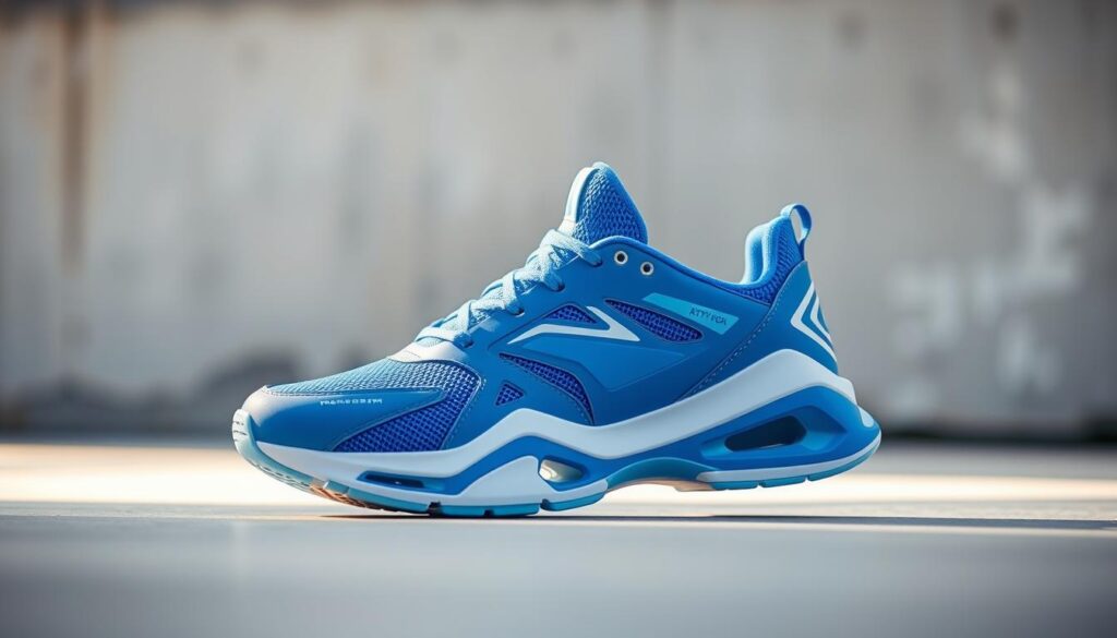 A sleek, modern sports shoe in vibrant shades of blue and white dominates the frame, its innovative design showcasing the latest advancements in athletic footwear. The shoe's angular lines and textured, breathable upper materials convey a sense of high-tech performance, while the well-cushioned midsole and flexible sole promise optimal comfort and support. The background blurs softly, placing the emphasis squarely on the shoe's striking silhouette, illuminated by natural, diffused lighting that enhances its dynamic, futuristic aesthetic. This image captures the essence of Buty QC's pioneering approach to creating cutting-edge, sport-inspired footwear that seamlessly blends style and function. A sleek, modern sports shoe in vibrant shades of blue and white dominates the frame, its innovative design showcasing the latest advancements in athletic footwear. The shoe's angular lines and textured, breathable upper materials convey a sense of high-tech performance, while the well-cushioned midsole and flexible sole promise optimal comfort and support. The background blurs softly, placing the emphasis squarely on the shoe's striking silhouette, illuminated by natural, diffused lighting that enhances its dynamic, futuristic aesthetic. This image captures the essence of Buty QC's pioneering approach to creating cutting-edge, sport-inspired footwear that seamlessly blends style and function.