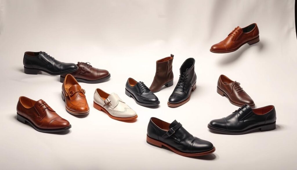 A well-lit, studio-style photograph of a variety of Faith brand shoes displayed on a white seamless backdrop. The shoes should be arranged in an aesthetically pleasing composition, showcasing the diverse styles and designs of the Faith collection. The lighting should be soft and diffused, highlighting the materials, textures, and colors of the footwear. The camera angle should be slightly elevated to provide a clear, detailed view of the shoes. The overall mood should convey a sense of quality, sophistication, and the brand's attention to design and craftsmanship. A well-lit, studio-style photograph of a variety of Faith brand shoes displayed on a white seamless backdrop. The shoes should be arranged in an aesthetically pleasing composition, showcasing the diverse styles and designs of the Faith collection. The lighting should be soft and diffused, highlighting the materials, textures, and colors of the footwear. The camera angle should be slightly elevated to provide a clear, detailed view of the shoes. The overall mood should convey a sense of quality, sophistication, and the brand's attention to design and craftsmanship.